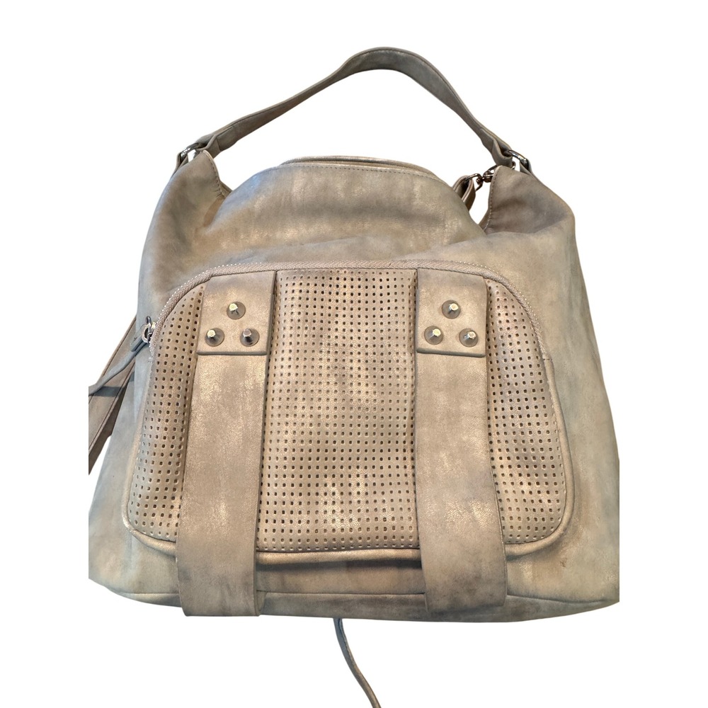 She & Lo Next Chapter Gray Faux Leather Shoulder‎ Studded Detail  Hobo Crossbody